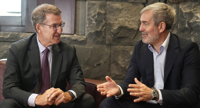 Reunión de Alberto Núñez Feijóo con el presidente del Gobierno de Canarias, Fernando Clavijo.