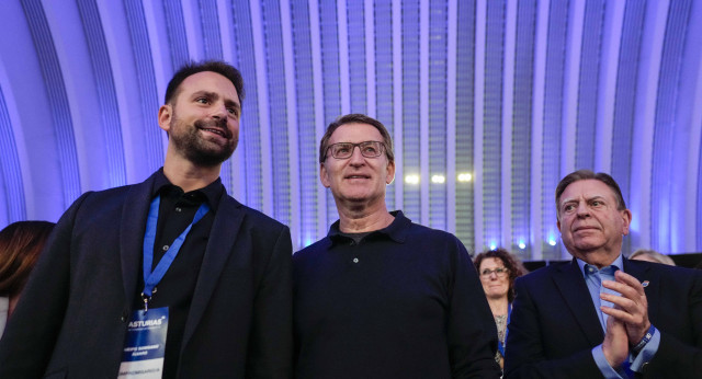 Alberto Núñez Feijóo, Álvaro Queipo y Alfredo Canteli en el XVIII Congreso del PP de Asturias