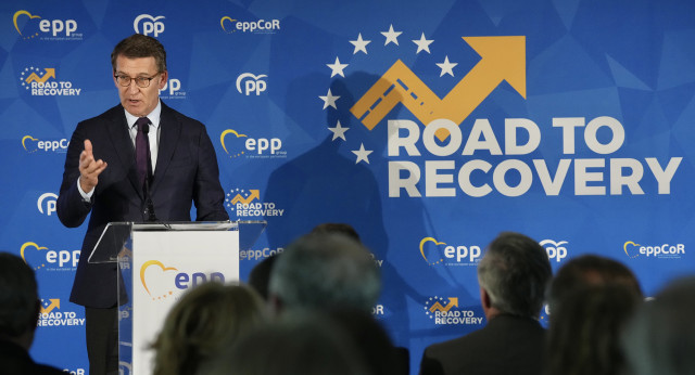 Alberto Núñez Feijóo en la conferencia organizada por el PPE Camino de la recuperación
