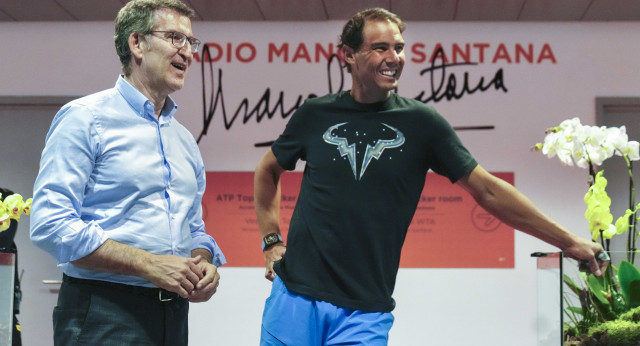 Alberto Núñez Feijóo con Rafa Nadal en La Caja Mágica Mutua Open Madrid