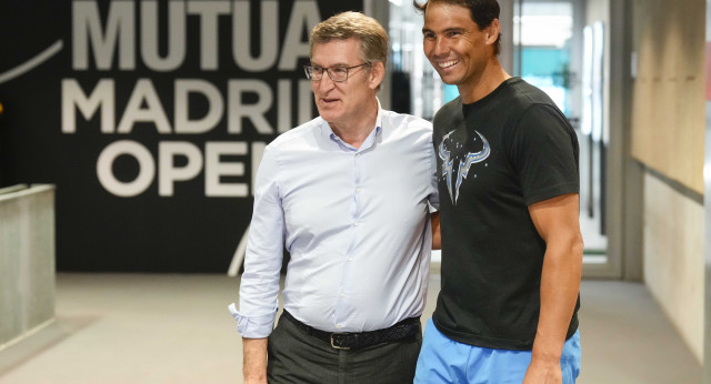 Alberto Núñez Feijóo con Rafa Nadal en La Caja Mágica Mutua Open Madrid