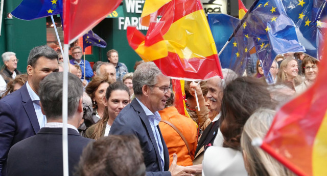 Feijóo en un mitin en Pamplona
