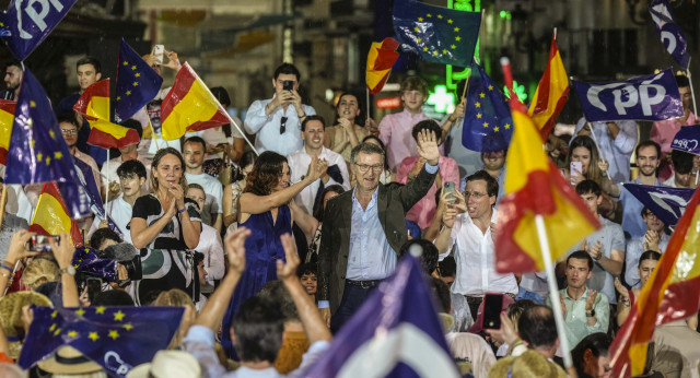 Alberto Núñez Feijóo en un mitin en Madrid
