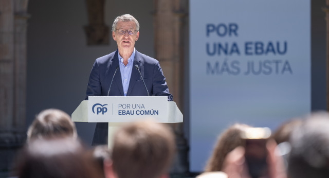 Alberto Núñez Feijóo, durante la presentación del acuerdo para una EBAU común