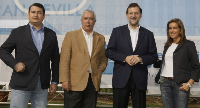 Cierre XV Intermunicipal Popular: Antonio Sanz, Javier Arenas, Mariano Rajoy y Ana Mato