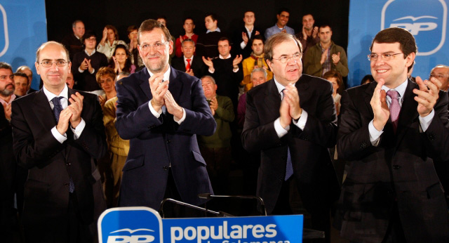 EL PRESIDENTE NACIONAL DEL PARTIDO POPULAR, MARIANO RAJOY, DURANTE EL ACTO CELEBRADO EN SALAMANCA