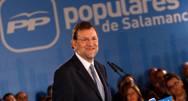 EL PRESIDENTE NACIONAL DEL PARTIDO POPULAR, MARIANO RAJOY, DURANTE EL ACTO CELEBRADO EN SALAMANCA