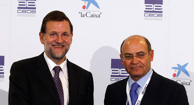 Mariano Rajoy con el presidente de la CEOE