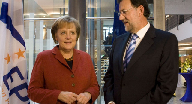 Mariano Rajoy con Angela Merkel