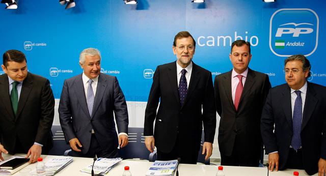Mariano Rajoy y Javier Arenas durante el Comité de Dirección del PP de Andalucía 