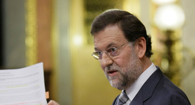 El presidente del PP, Mariano Rajoy, durante su intervención en el pleno del Congreso