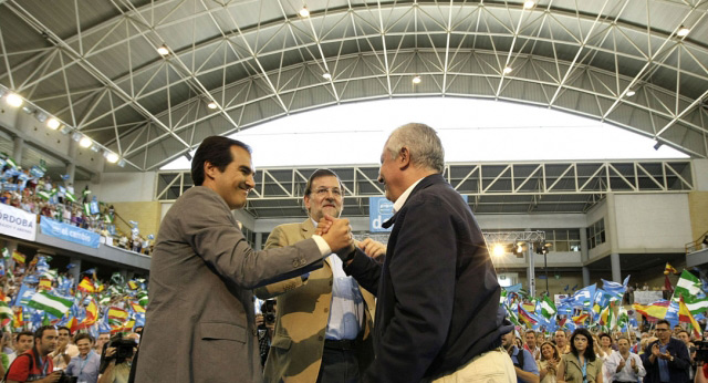Javier Arenas y Mariano Rajoy en un acto en Córdoba