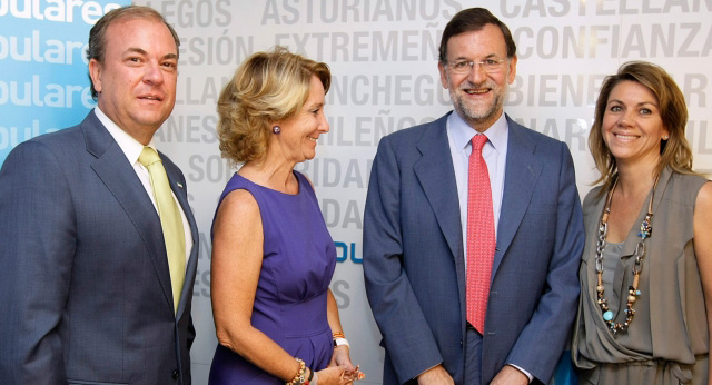 Cospedal, Monago, Aguirre y Rajoy a la entrada del comité ejecutivo nacional
