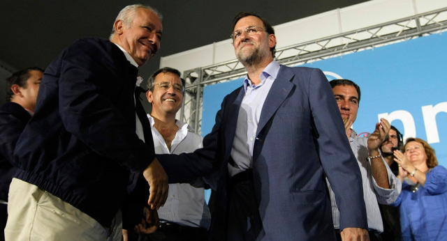 Mariano Rajoy y Javier Arenas en la presentación de candidatos del PP de la Costa del Sol