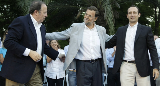 Mariano Rajoy con José María Rodríguez y José Ramón Bauzá en Palma de Mallorca