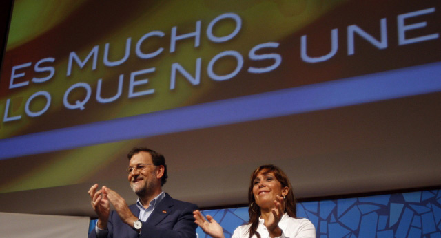 Mariano Rajoy con la presidenta del PP de Cataluña, Alicia Sánchez-Camacho
