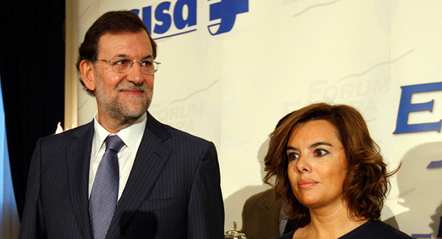 Mariano Rajoy y Soraya Sáenz de Santamaría en el Forum Europa