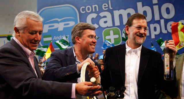 Mariano Rajoy y Javier Arenas en Linares (Jaén)