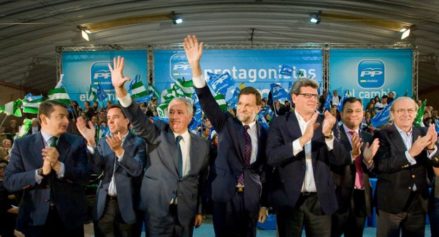 Mariano Rajoy clausura un acto en Mairena de Aljarafe junto con Javier Arenas