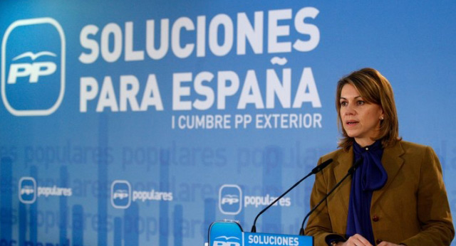 Maria Dolores de Cospedal durante su intervención en la I Cumbre PP en el Exterior