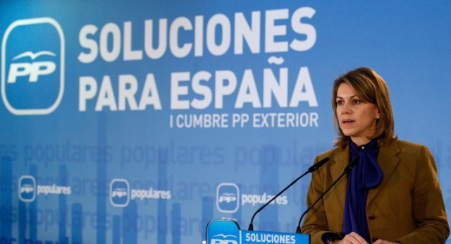 Maria Dolores de Cospedal durante su intervención en la I Cumbre PP en el Exterior
