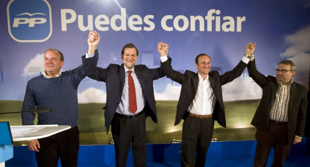 Mariano Rajoy durante un acto del PP en Almendralejo