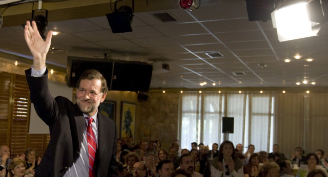 Mariano Rajoy durante un acto del PP en Murcia