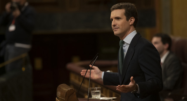 Pablo Casado, durante su intervención en el debate de los PGE2019