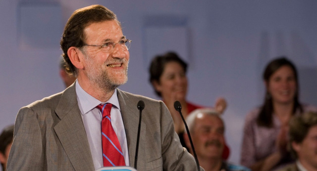 El presidente del PP, Mariano Rajoy, durante su intervención en el acto sobre inmigración