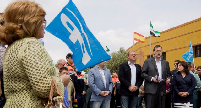 Mariano Rajoy con Monago y Francisca Rosa en Jerez de los Caballeros