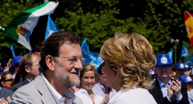 Esperanza Aguirre y Mariano Rajoy mitin Madrid