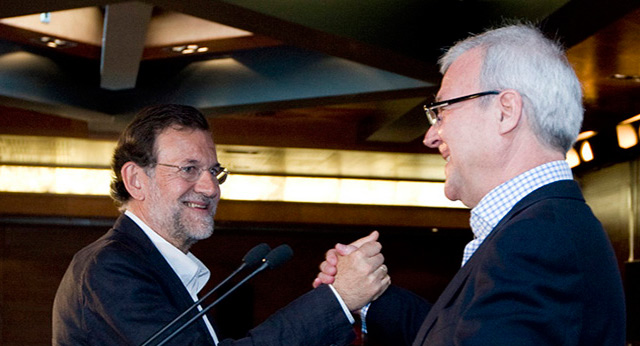 Mariano Rajoy con Ramón Luis Valcárcel en Murcia
