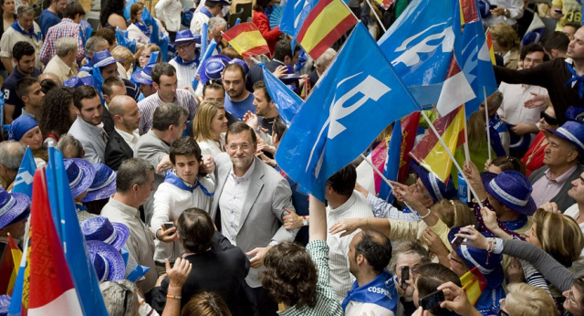 Mariano Rajoy y María Dolores de Cospedal durante el acto en Ciudad Real