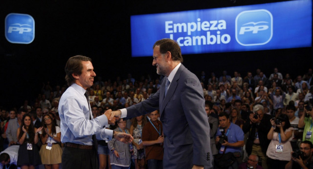 José María Aznar y Mariano Rajoy durante la inauguración de la Convención