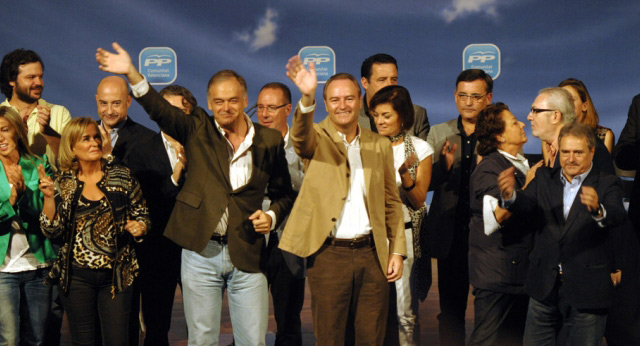 Esteban González Pons y Alberto Fabra en la presentación de la candidatura del PP de Valencia
