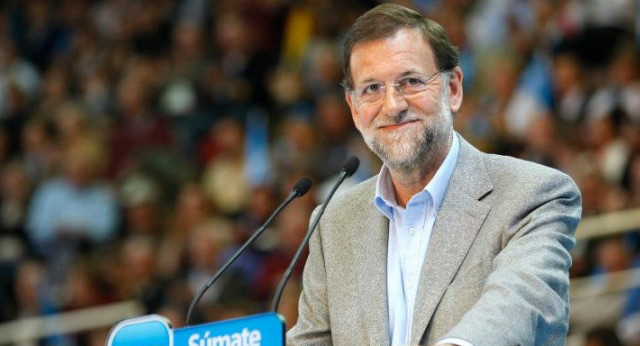 Mariano Rajoy durante su intervención en el mitin de Leganés