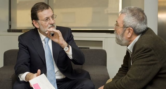 Mariano Rajoy se reúne con el secretario general del UGT, Cándido Méndez