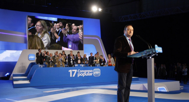 Pedro Sanz durante su intervención en el 17 Congreso del PP