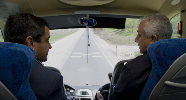 Javier Arenas en el bus del PP