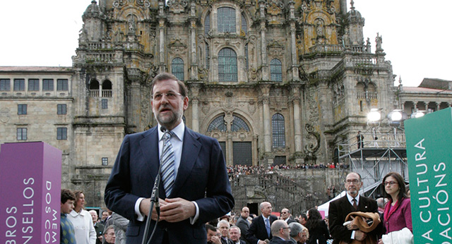 Mariano Rajoy en la compostelana plaza del Obradoiro