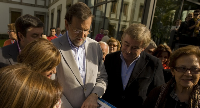 Mariano Rajoy con José Manuel Barreiro en el balneario de Guitiriz