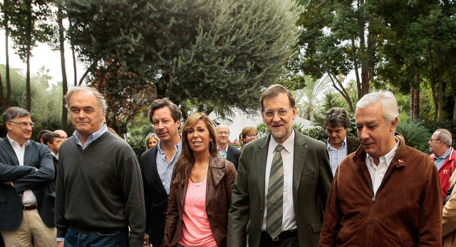Mariano Rajoy y Alicia Sánchez-Camacho acompañados por Javier Arenas y Esteban González Pons en la clausura de la 19 Intermunicipal Popular