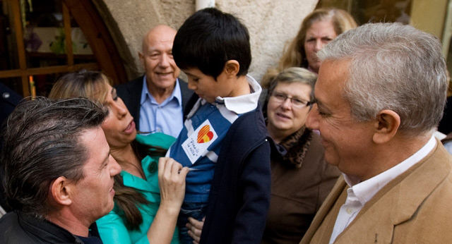 Javier Arenas y Alicia Sánchez-Camacho en un mitin en Blanes (Gerona)