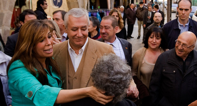 Javier Arenas y Alicia Sánchez-Camacho en un mitin en Blanes (Gerona)