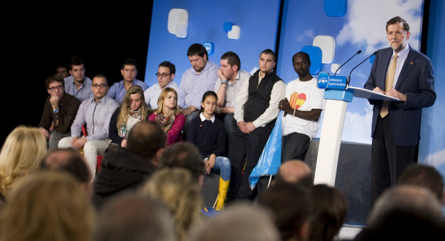 Mariano Rajoy durante su intervención en un acto del PP en Girona