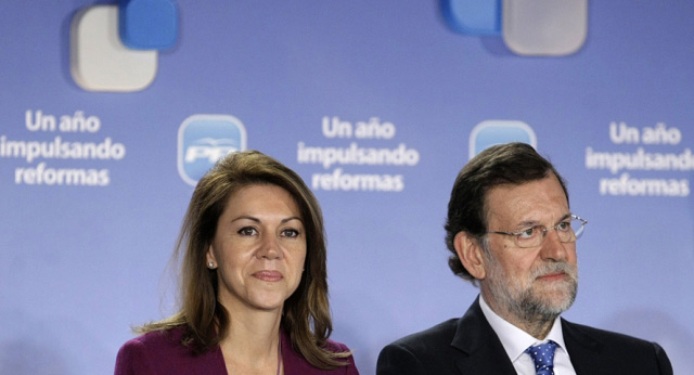 Mariano Rajoy y María Dolores de Cospedal durante la inauguración de la 18 Interparlamentaria popular