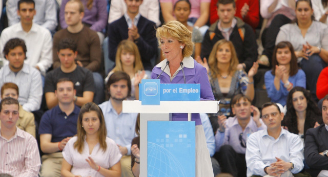 Esperanza Aguirre en el acto por el empleo en Madrid