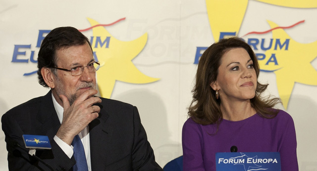 Mariano Rajoy y María Dolores de Cospedal en el Forum Europa