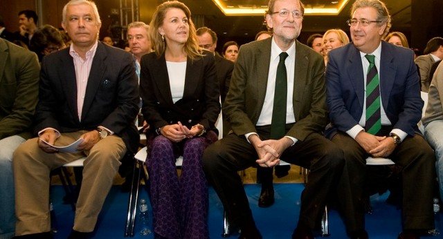Mariano Rajoy con javier Arenas, Mª Dolores de Cospedal y Juan Ignacio Zoido, en la 20 interparlamentaria Popular