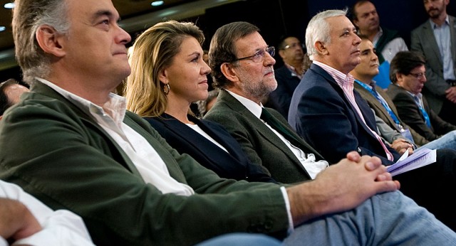 Mariano Rajoy con javier Arenas, Mª Dolores de Cospedal y Esteban González Pons, en la 20 interparlamentaria Popular